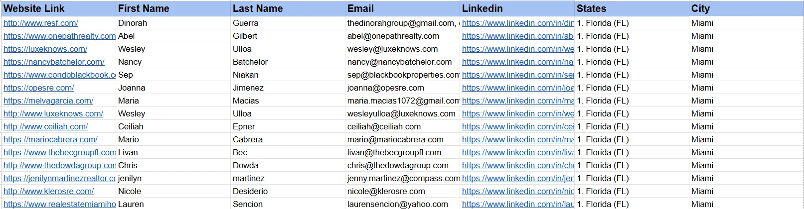LinkedIn Lead Generation Sample — Tech Startup Founders extracted via LinkedIn Sales Navigator for US market outreach