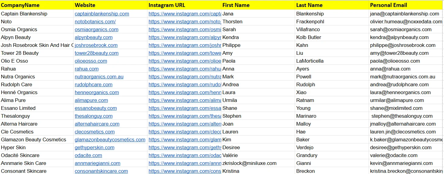Market Research Sample — Micro-Influencer Contact List with engagement rates and social metrics for targeted outreach